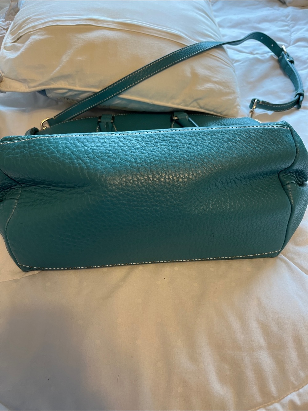 NWT Dooney & Bourke Seafoam Pebble Leather Satchel with Gold Hardware - Picture 4 of 5